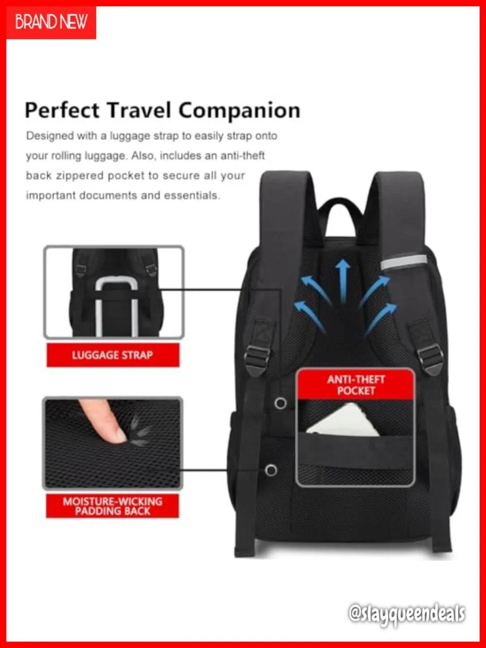 Water Resistant Laptop Backpack Anti Theft Business Travel Bookbag Fits 15.6